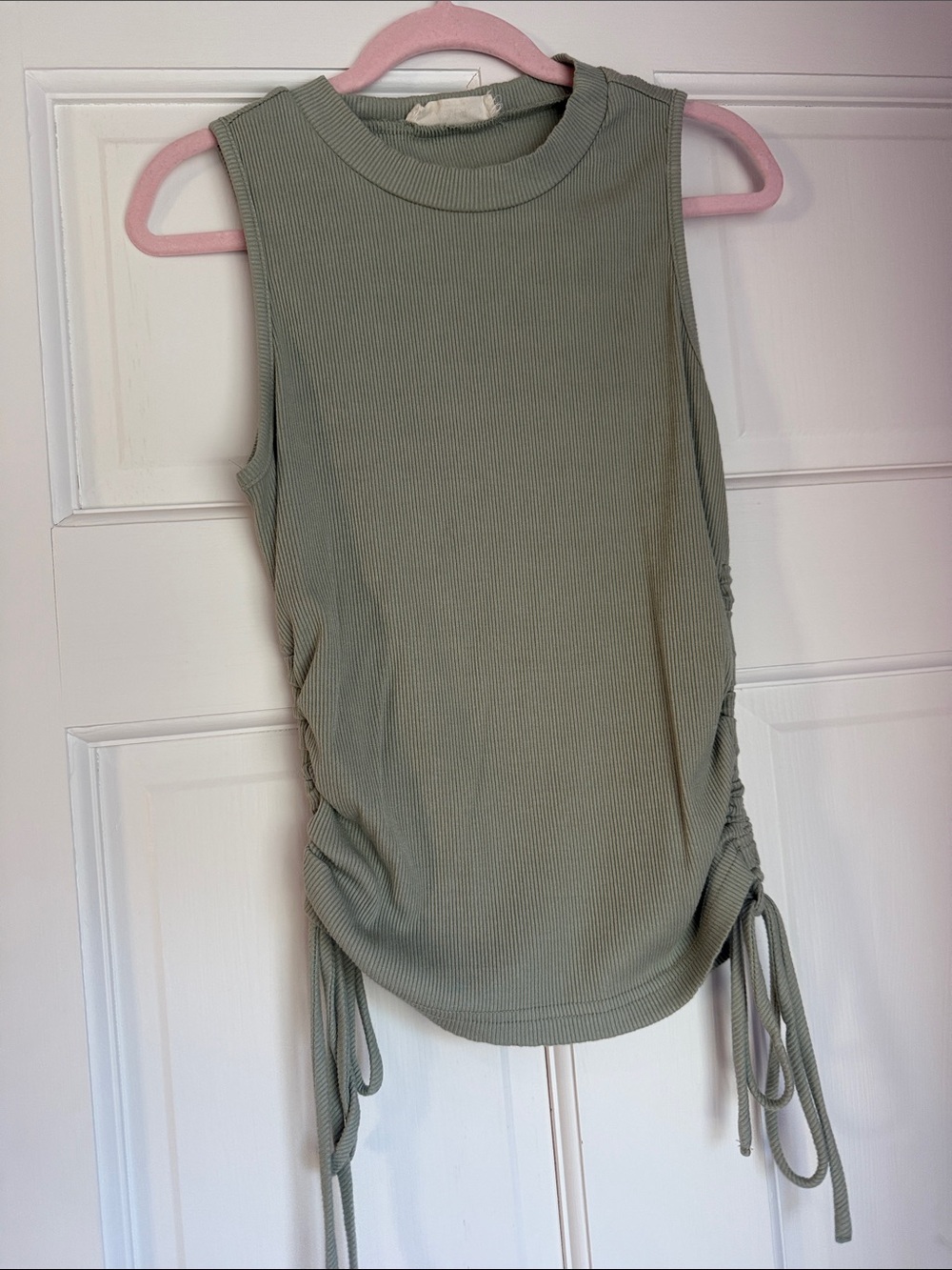 ILLA ILLA Ribbed Side-Drawstring Tank Top - Sage